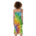 Swirl Tie Dye Print Slim Fit Midi Cami Dress