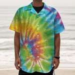 Swirl Tie Dye Print Textured Short Sleeve Shirt