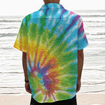 Swirl Tie Dye Print Textured Short Sleeve Shirt
