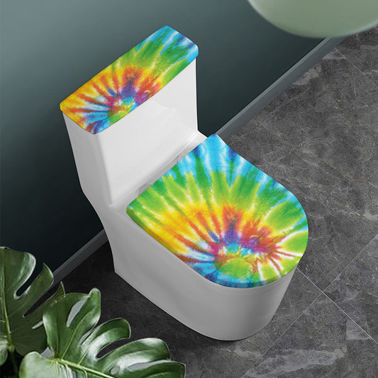 Swirl Tie Dye Print Toilet Lid And Tank Cover Set
