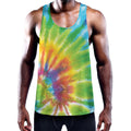 Swirl Tie Dye Print Men's Workout Tank Top