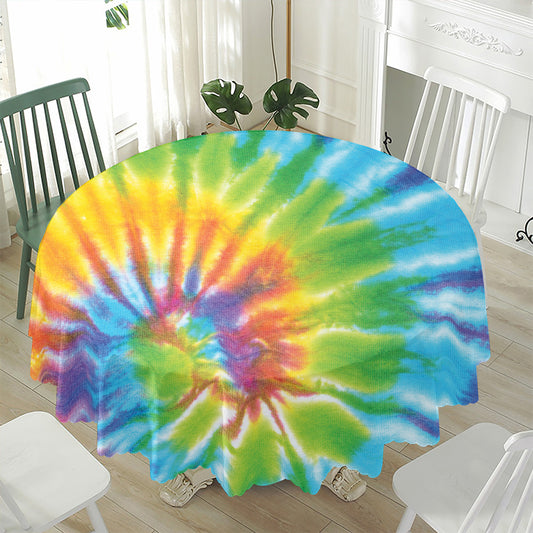 Swirl Tie Dye Print Waterproof Round Tablecloth