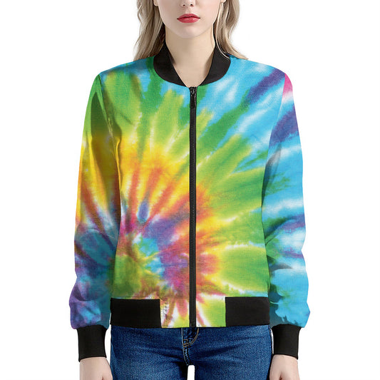 Swirl Tie Dye Print Women's Bomber Jacket