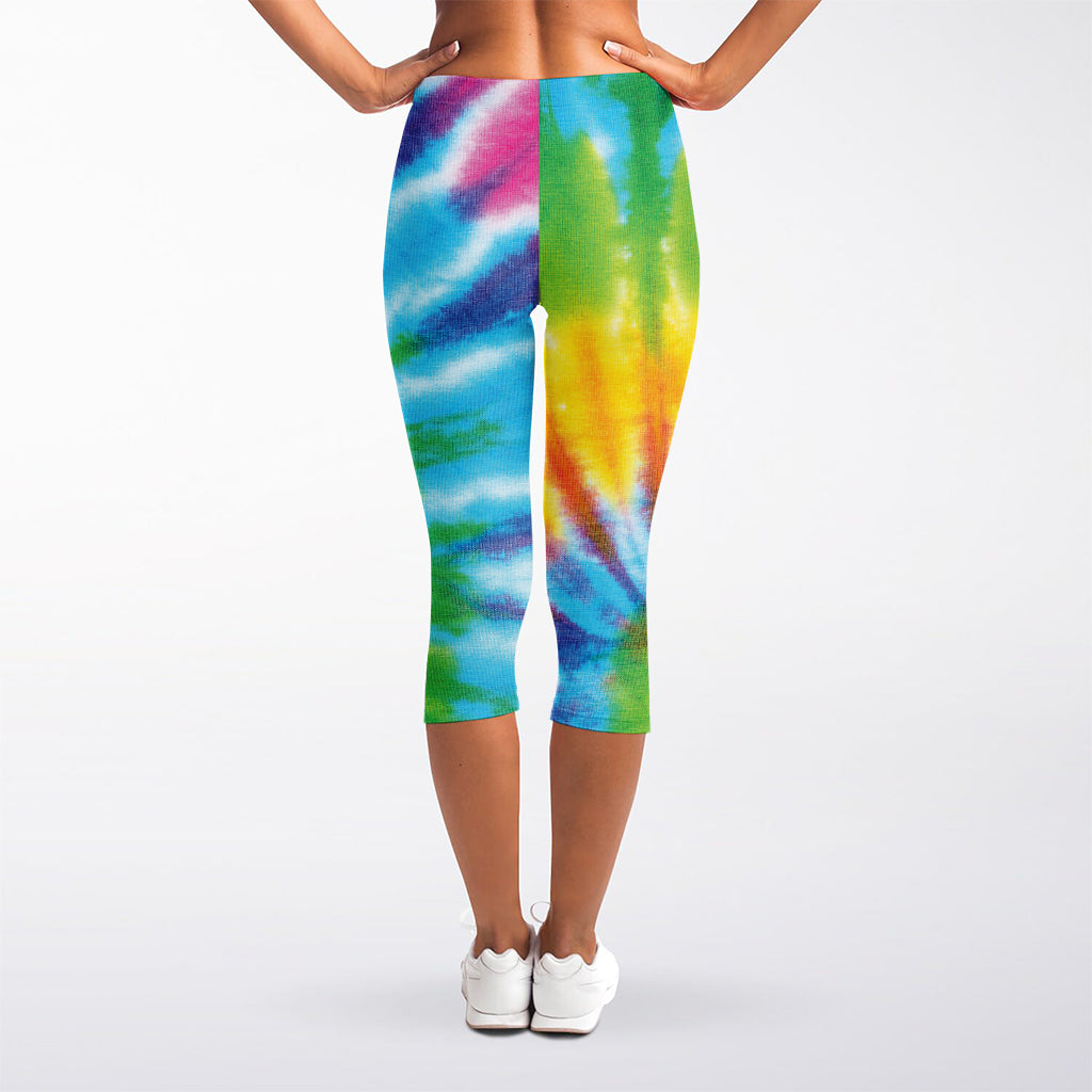 Swirl Tie Dye Print Women's Capri Leggings