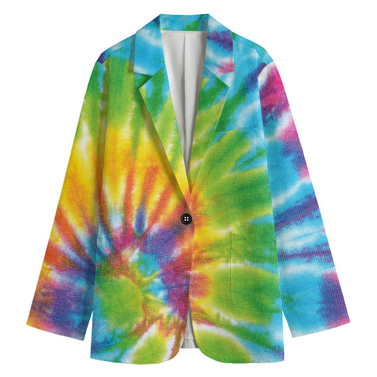 Swirl Tie Dye Print Women's Cotton Blazer