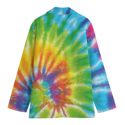 Swirl Tie Dye Print Women's Cotton Blazer