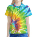 Swirl Tie Dye Print Women's Polo Shirt