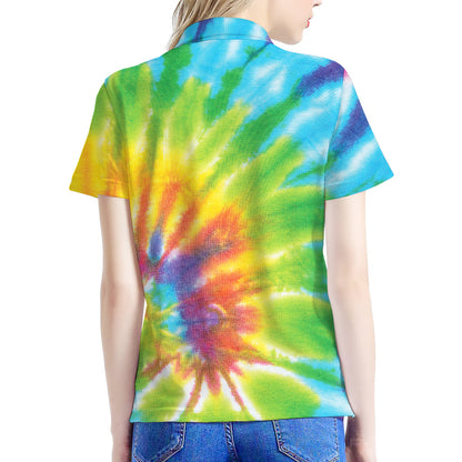 Swirl Tie Dye Print Women's Polo Shirt