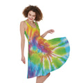Swirl Tie Dye Print Sleeveless Knee Length Dress