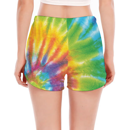 Swirl Tie Dye Print Women's Split Running Shorts