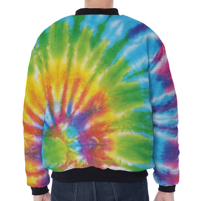 Swirl Tie Dye Print Zip Sleeve Bomber Jacket