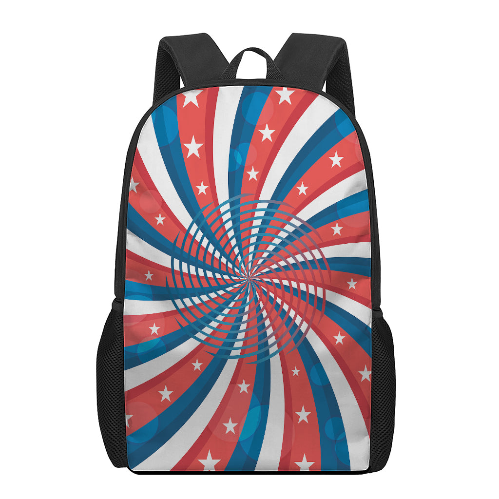 Swirly American Patriotic Print 17 Inch Backpack