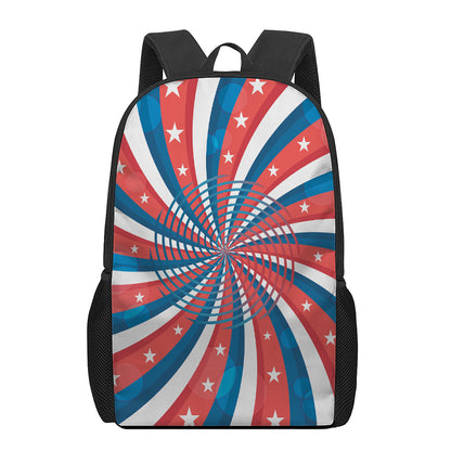 Swirly American Patriotic Print 17 Inch Backpack