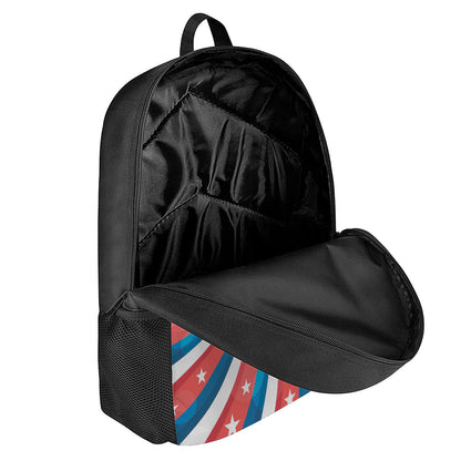 Swirly American Patriotic Print 17 Inch Backpack