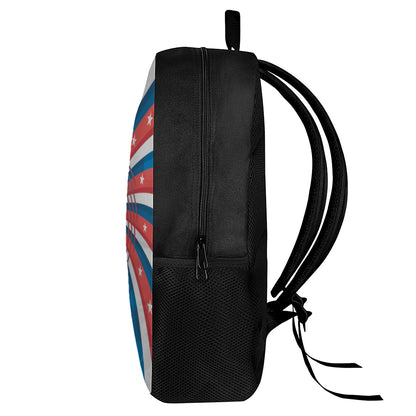 Swirly American Patriotic Print 17 Inch Backpack