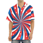Swirly American Patriotic Print Aloha Shirt
