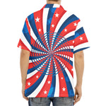 Swirly American Patriotic Print Aloha Shirt