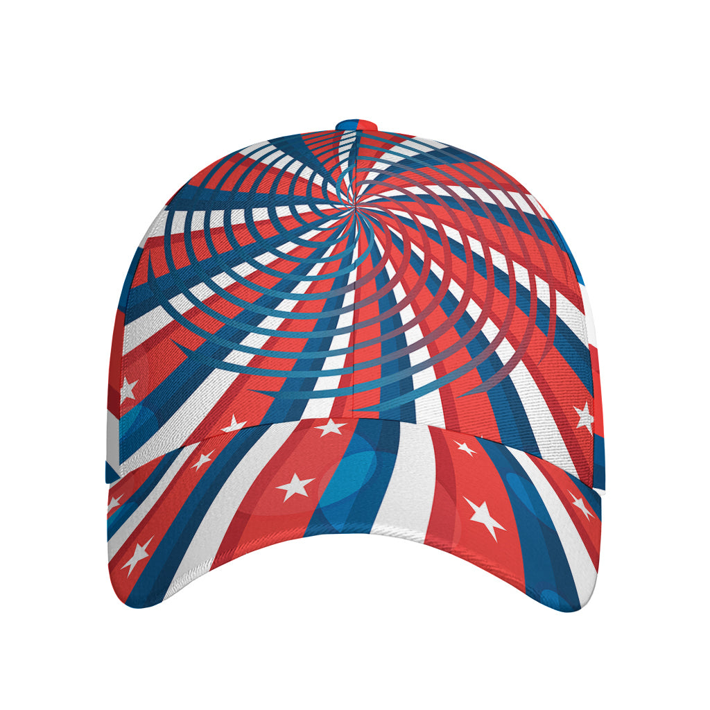 Swirly American Patriotic Print Baseball Cap