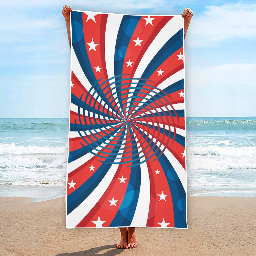 Swirly American Patriotic Print Beach Towel