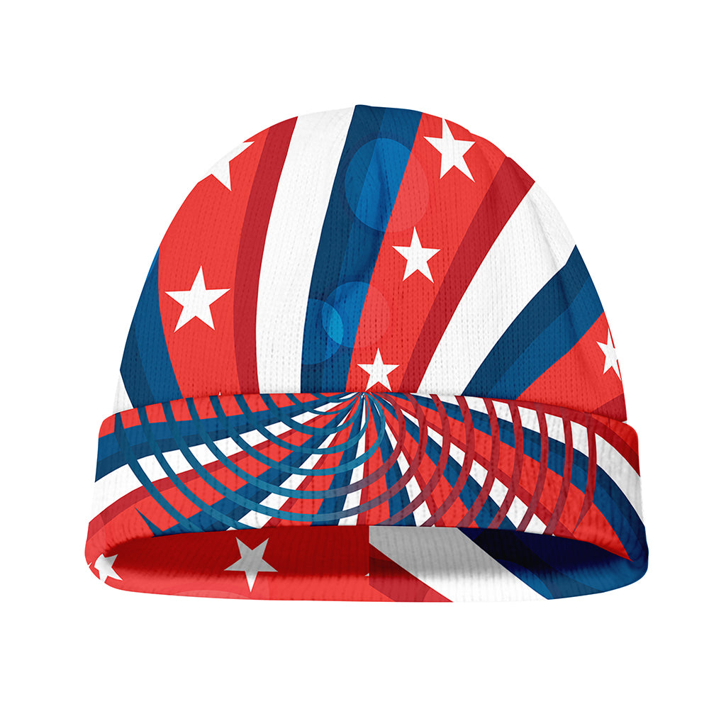 Swirly American Patriotic Print Beanie