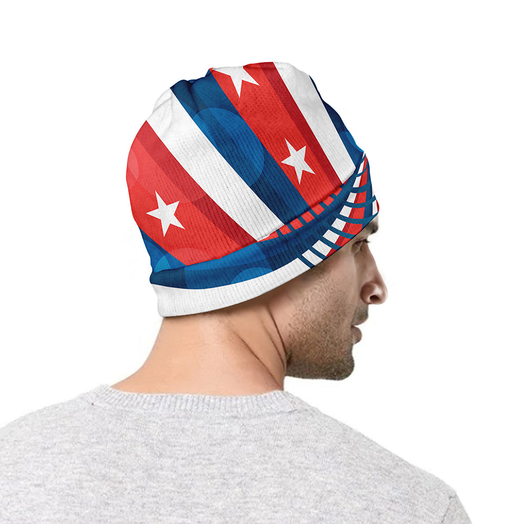 Swirly American Patriotic Print Beanie