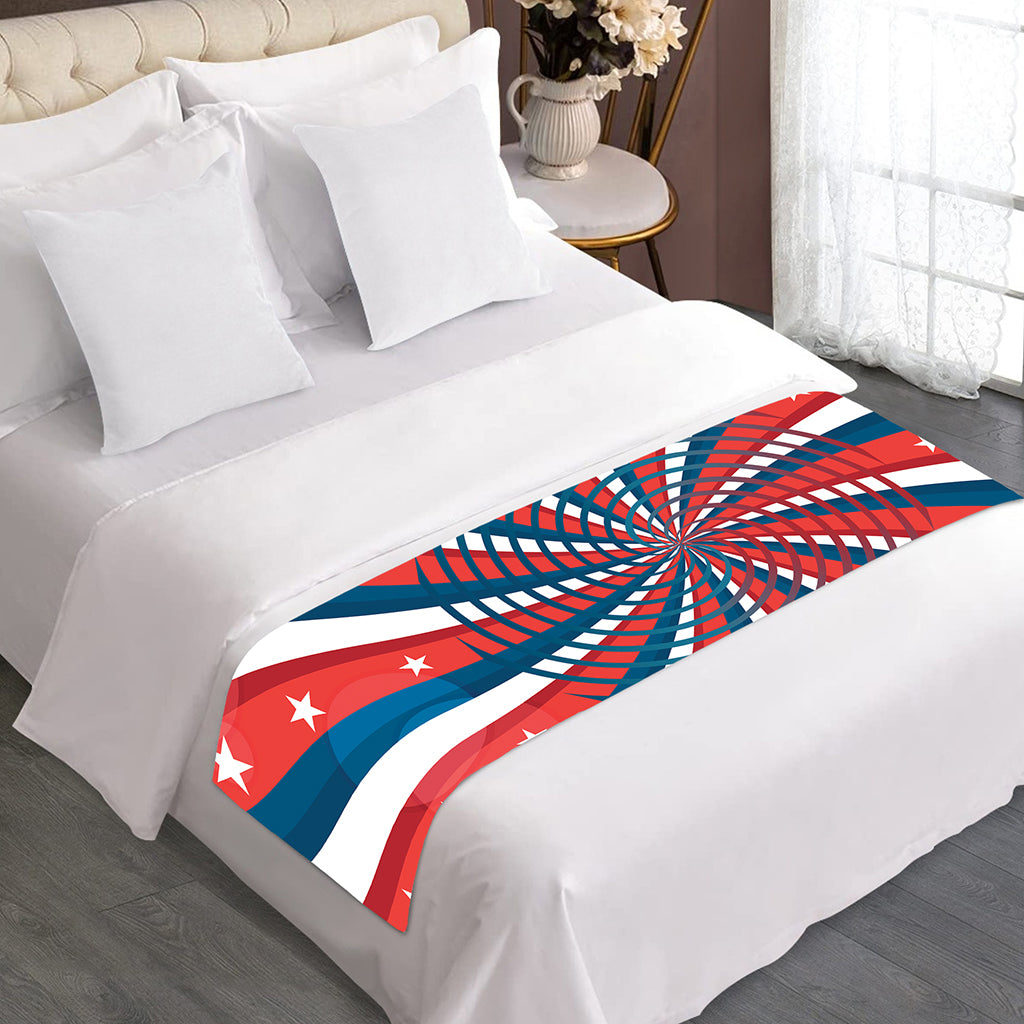 Swirly American Patriotic Print Bed Runner