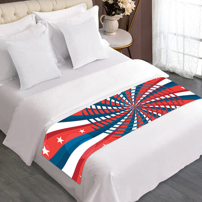 Swirly American Patriotic Print Bed Runner