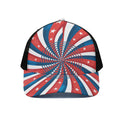 Swirly American Patriotic Print Black Mesh Trucker Hat