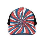 Swirly American Patriotic Print Black Mesh Trucker Cap
