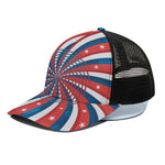Swirly American Patriotic Print Black Mesh Trucker Cap