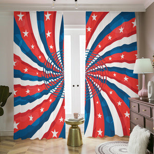 Swirly American Patriotic Print Blackout Pencil Pleat Curtains