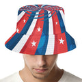 Swirly American Patriotic Print Bucket Hat