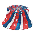 Swirly American Patriotic Print Bucket Hat