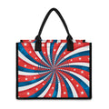 Swirly American Patriotic Print Canvas Tote Bag