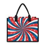 Swirly American Patriotic Print Canvas Tote Bag