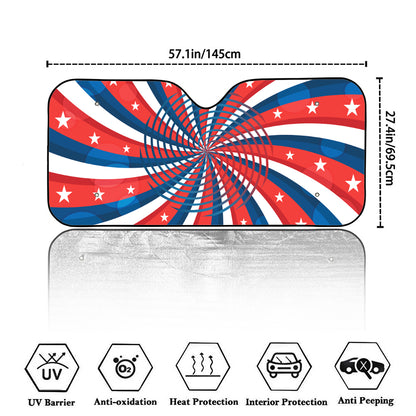 Swirly American Patriotic Print Car Windshield Sun Shade