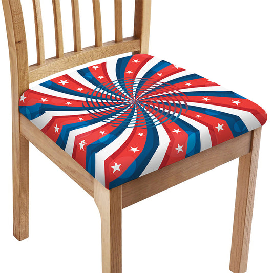 Swirly American Patriotic Print Chair Cushion Cover