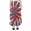 Swirly American Patriotic Print Chiffon Maxi Skirt