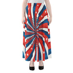 Swirly American Patriotic Print Chiffon Maxi Skirt