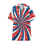 Swirly American Patriotic Print Cotton Hawaiian Shirt