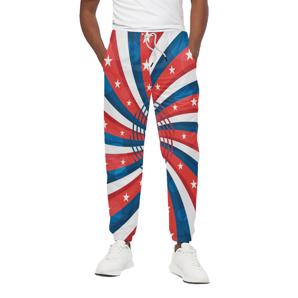 Swirly American Patriotic Print Cotton Pants