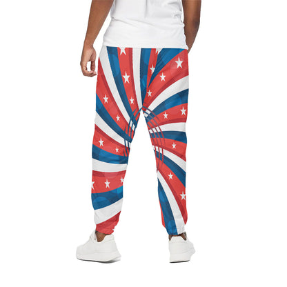 Swirly American Patriotic Print Cotton Pants