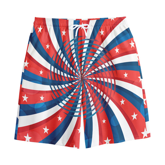 Swirly American Patriotic Print Cotton Shorts