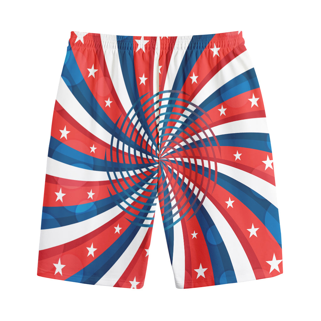 Swirly American Patriotic Print Cotton Shorts