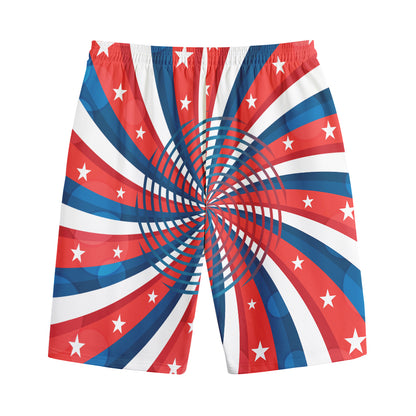 Swirly American Patriotic Print Cotton Shorts
