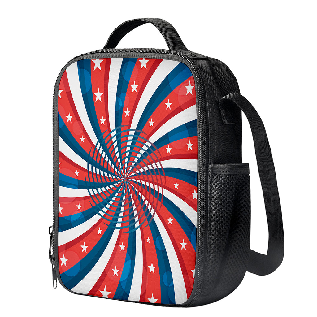 Swirly American Patriotic Print Crossbody Lunch Bag