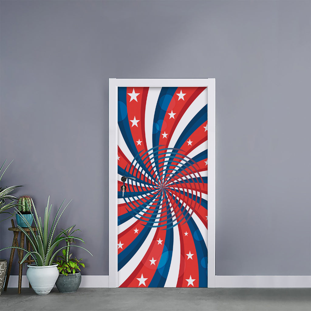 Swirly American Patriotic Print Door Sticker