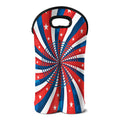Swirly American Patriotic Print Double Neoprene Wine Tote