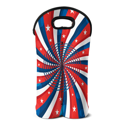 Swirly American Patriotic Print Double Neoprene Wine Tote