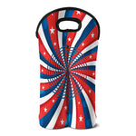 Swirly American Patriotic Print Double Neoprene Wine Tote